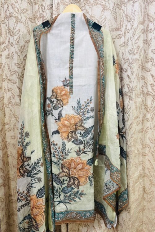 Pure Linen suit with knot work
