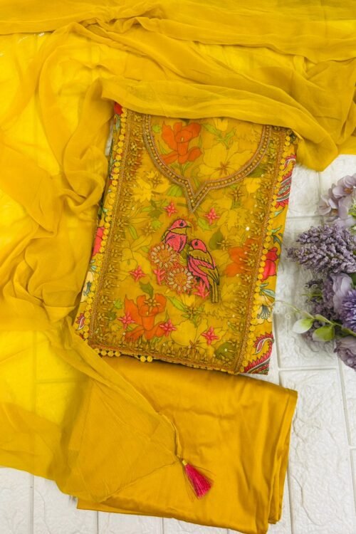 Premium Yellow jam cotton suit set