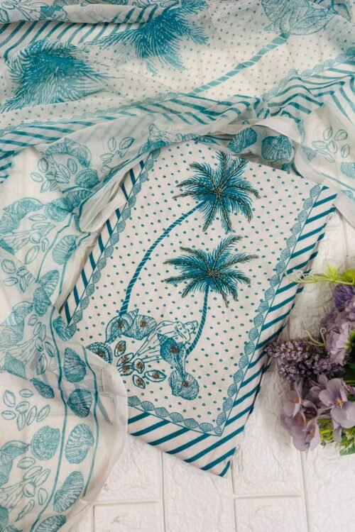 Premium palm poetry jam cotton suit set