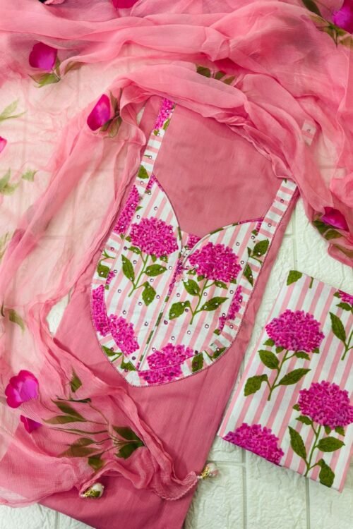 Pure cotton fabric with handpainted dupatta