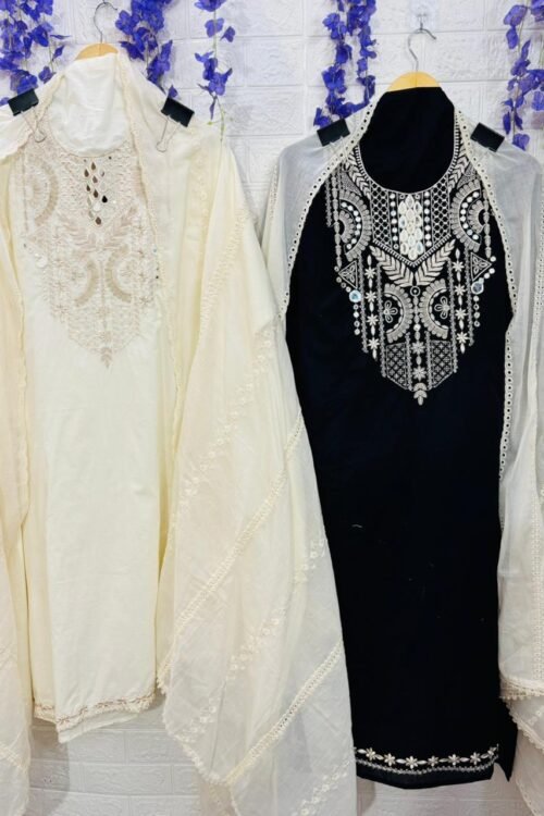 Noir Ivory and black Embroidered Suit Set